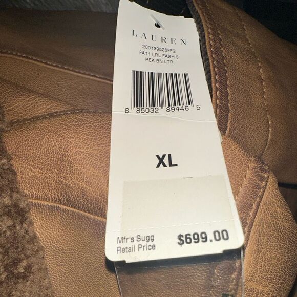 Ralph Lauren Exclusive Brown Lamb Leather Button-Down Jacket XL - Picture 2 of 6